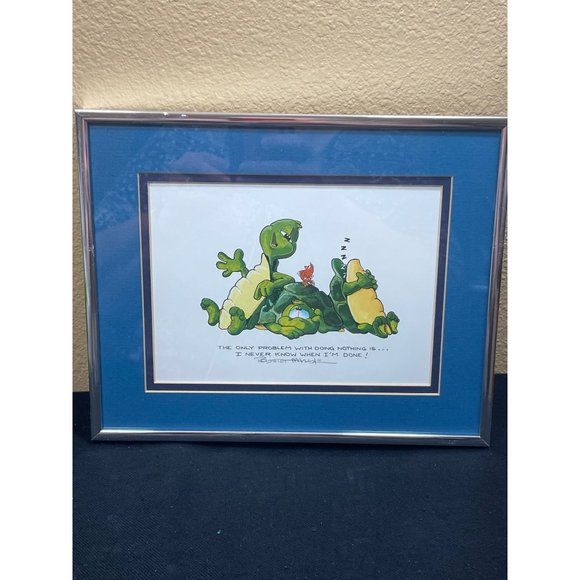 Vintage Signed Lithograph Only Problem With Doing Nothing Cartoon Robert… - Picture 1 of 11